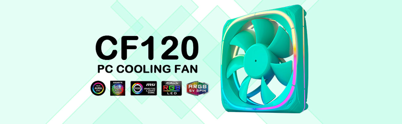 Vetroo CF120 120mm Case Fan 5V 3 PIN Addressable RGB MB Sync PC Cooling Fan With Green